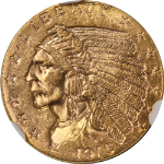 1915 Indian Gold $2.50 NGC MS62 Great Eye Appeal Strong Strike