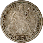 1874-P Seated Liberty Dime - Arrows At Date