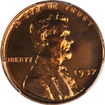 1937 Lincoln Cent Proof CAC Sticker PCGS PR67 RD Blazing Full Red Gem