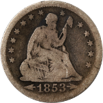 1853-P Seated Liberty Quarter - Arrows + Rays