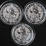 2016 Great Britain 2 Ounce Silver - Queen&#39;s Beast Lion of England - 3 Coin Lot