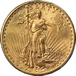 1916-S Saint-Gaudens Gold $20 PCGS MS65 Superb Eye Appeal Strong Strike