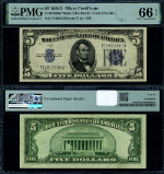 FR. 1654 Wi $5 1934-D Silver Certificate T-A Block Wide I Gem PMG CU66 EPQ