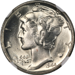 1944-P Mercury Dime NGC MS66 Blazing White Gem Superb Eye Appeal