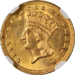 1888 Type 3 Indian Princess Gold $1 CAC Sticker NGC MS63 Superb Eye Appeal