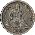 1840-P Seated Liberty Dime &#39;No Drapery&#39; Choice XF Superb Eye Appeal Nice Strike