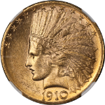 1910-D Indian Gold $10 NGC MS63 Superb Eye Appeal Strong Strike