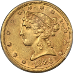 1886-P Liberty Gold $5 PCGS AU58 Nice Eye Appeal Nice Strike