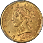 1886-S Liberty Gold $5 PCGS AU58 Nice Eye Appeal Nice Strike