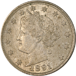 1891 Liberty V Nickel - Crusty