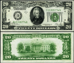 FR. 2052 D $20 1928-B Federal Reserve Note Cleveland D-A Block Choice CU+