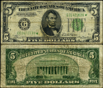 FR. 1957 G* $5 1934-A Federal Reserve Note Non-Mule G-* Block Fine+ Star