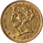 1898-P Liberty Gold $5 PCGS AU58 Great Eye Appeal Strong Strike