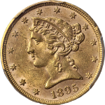 1895-P Liberty Gold $5 PCGS MS63 Great Eye Appeal Strong Strike