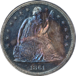 1861 Seated Liberty Dollar Proof PCGS PR64 Electric Blue Toning