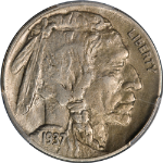 1937-D Buffalo Nickel 3 Legs PCGS AU50 Key Date Great Eye Appeal Strong Strike