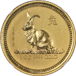 1999 Australia Gold $100 Lunar Series I - Year of the Rabbit - NGC MS70