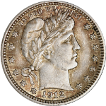 1912-P Barber Quarter - Choice+