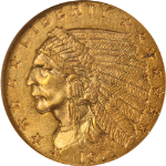 1911-P Indian Gold $2.50 NGC MS62 Great Eye Appeal Strong Strike