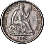 1860-P Seated Liberty Half Dime Nice BU+ Great Eye Appeal Strong Strike