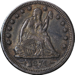 1874-P Seated Liberty Quarter 'Arrows' Nice AU+ Nice Eye Appeal Strong Strike