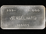 Engelhard 10 Ounce Silver Bar Canadian Bull Logo Struck .999+ Fine Serial#308805