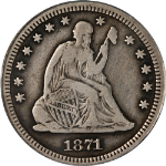 1871-S Seated Liberty Quarter ANACS F15 Details Key Date Great Eye Appeal