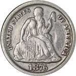 1876-CC Seated Liberty Dime - Double Die Obverse