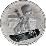 2020 Tuvalu 1 Ounce Silver $1 - Bart Simpson Skateboard - .9999 Fine BU - STOCK