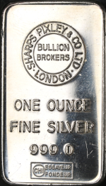 Vintage 1 Ounce Silver Bar - Sharps Pixley &amp; Co Bullion Brokers - 999 Fine