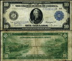 FR. 923 $10 1914 Federal Reserve Note Richmond Fine+ - Pinhole