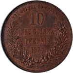 1894-A Papua New Guinea Copper 10 PFennig Choice BU Red Brown