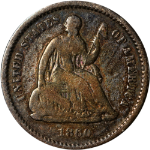 1860-O Seated Liberty Half Dime