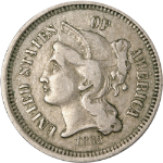 1868 Three (3) Cent Nickel - Choice