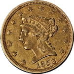 1853-P Liberty Gold $2.50 Choice XF/AU Nice Eye Appeal Strong Strike