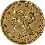 1857-P Liberty Gold $2.50 Choice AU Nice Eye Appeal Strong Strike