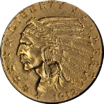 1912 Indian Gold $2.50 Nice AU Nice Eye Appeal Strong Strike