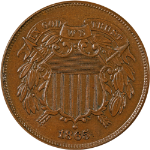 1865 Two (2) Cent Piece - Choice+