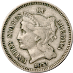 1873 Three (3) Cent Nickel - Choice