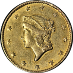 1849-P Ty 1 Liberty Gold $1 &#39;Open Wreath&#39; Nice AU Nice Eye Appeal