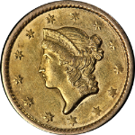 1849-P Ty 1 Liberty Gold $1 &#39;Closed Wreath&#39; Choice AU/BU Strong Strike