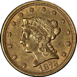 1873-P Liberty Gold $2.50 Closed '3' Nice AU/BU Nice Eye Appeal Strong Strike