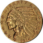 1914-D Indian Gold $5 Nice XF/AU Nice Eye Appeal Strong Strike