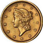 1852-P Ty 1 Liberty Gold $1 Choice AU/BU Great Eye Appeal Strong Strike