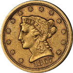 1867-S Liberty Gold $2.50 Nice XF Details Nice Strike