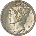 1935-S Mercury Dime - Split Bands