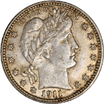 1911-P Barber Quarter - Choice++