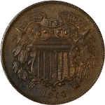 1864 Two (2) Cent Piece - Choice+