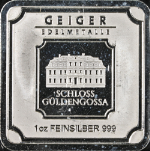 Geiger Edelmetalle 1 Ounce 999 Fine Silver Square - Raw - 3 Bar Lot