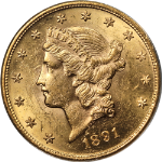 1891-S Liberty Gold $20 ANACS MS61 Great Eye Appeal Strong Strike